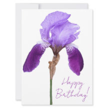 Happy birthday elegante paarse iris bloemenboho