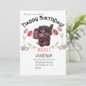 Happy Birthday Elephant and Tulips Kaart (Staand voorkant)
