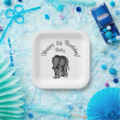 Happy Birthday Elephant Betty's 98ste Papieren Bordje (Feest)