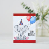 Happy Birthday Elephant Briefkaart (Staand voorkant)