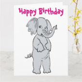 "HAPPY BIRTHDAY" ELEPHANT GIRL KAART (Gele Bloem)