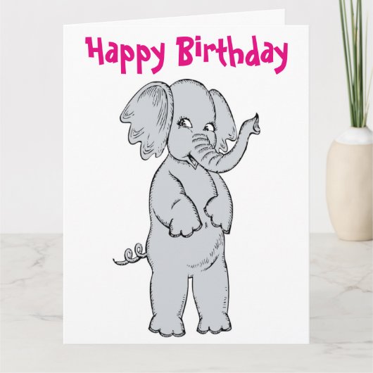 "HAPPY BIRTHDAY" ELEPHANT GIRL KAART (Voorkant)