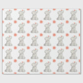 Happy Birthday Elephant Pom Pom Wrapping Paper Cadeaupapier (Vlak)