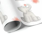 Happy Birthday Elephant Pom Pom Wrapping Paper Cadeaupapier (Rol Hoek)