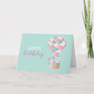Happy Birthday Elephant Rhinoceros Kaart