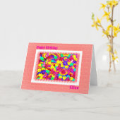 Happy Birthday Elise Peachy Pink Kaart (Gele Bloem)