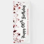 Happy Birthday ELK JAAR Rode sterren Naam Spandoek (Verticaal)