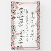 Happy Birthday ELK jaar Roos Gold Blush Floral Spandoek (Verticaal)