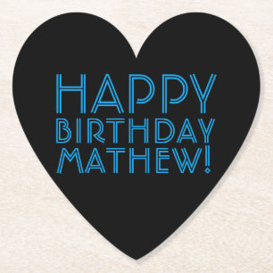 Happy Birthday (ELKE NAAM)   Blauw en zwart (of di Kartonnen Onderzetters