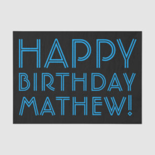 Happy Birthday (ELKE NAAM)   Blauw en zwart (of di Tissuepapier