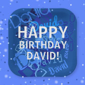 Happy Birthday (elke naam) Blauw Papieren Bordje