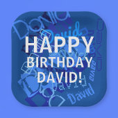 Happy Birthday (elke naam) Blauw Papieren Bordje