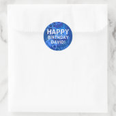 "Happy Birthday" (elke naam) Blauw Ronde Sticker (Tas)