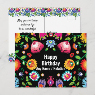 🎁 Happy Birthday elke naam horizontale folklore P Briefkaart