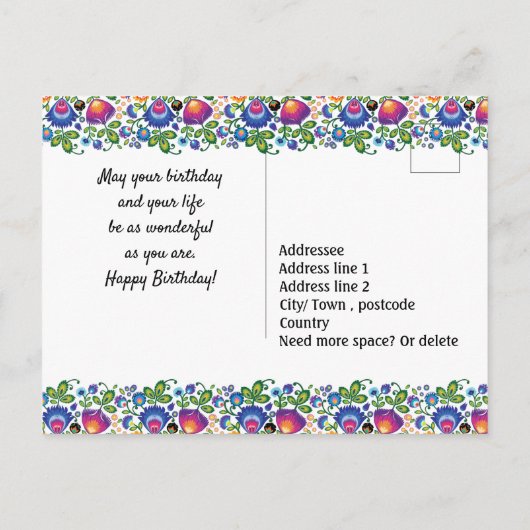 🎁 Happy Birthday elke naam horizontale folklore P Briefkaart (Achterkant)