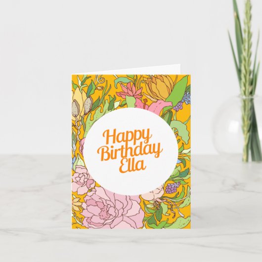 Happy Birthday Ella | Floral Birthday Card Kaart (Voorkant)