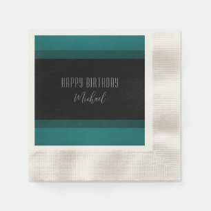 "Happy Birthday" Emerald en Black Paper Napkin Servet