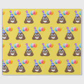 Happy Birthday Emoji Poop Wrapping Paper Cadeaupapier (Vlak)