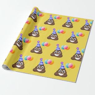 Happy Birthday Emoji Poop Wrapping Paper Cadeaupapier