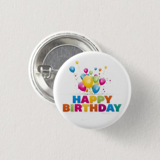 *HAPPY BIRTHDAY* EN BALLOONS BUTTON (Voorkant /achterkant)