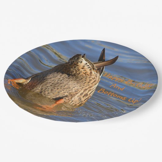 Happy Birthday en Bottoms Up Papieren Bordje (Gekanteld)