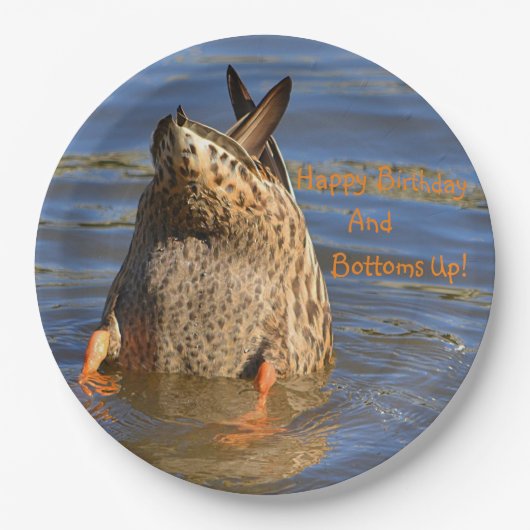 Happy Birthday en Bottoms Up Papieren Bordje (Voorkant)