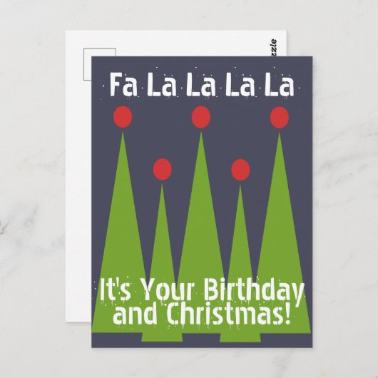 Happy Birthday en Kerstmis Briefkaart (Voorkant / Achterkant)