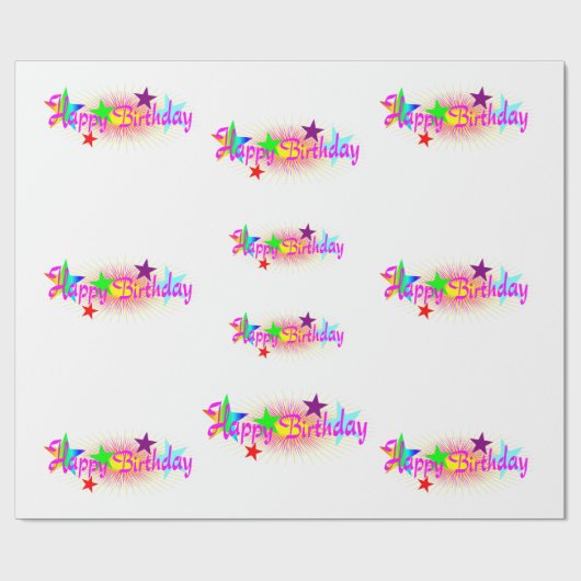 Happy Birthday en Stars - Cadeaupapier (Vlak)