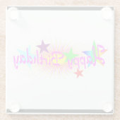 Happy Birthday en Stars - Glazen Onderzetter (Achterkant)