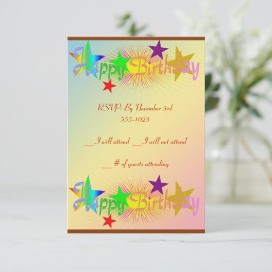 Happy Birthday en Stars - Kaart (Staand voorkant)