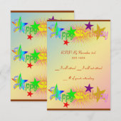 Happy Birthday en Stars - Kaart (Voorkant / Achterkant)