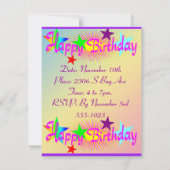 Happy Birthday en Stars - Kaart (Achterkant)