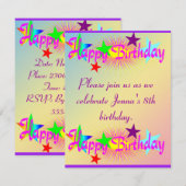 Happy Birthday en Stars - Kaart (Voorkant / Achterkant)