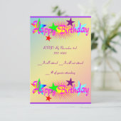 Happy Birthday en Stars - Kaart (Staand voorkant)