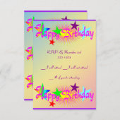 Happy Birthday en Stars - Kaart (Voorkant / Achterkant)