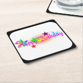 Happy Birthday en Stars - Kartonnen Onderzetters (Schuin)