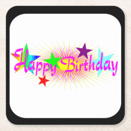 Happy Birthday en Stars - Kartonnen Onderzetters