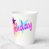 Happy Birthday en Stars - Papieren Bekers (Achterkant)