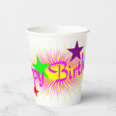 Happy Birthday en Stars - Papieren Bekers (Links)
