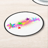 Happy Birthday en Stars - Ronde Kartonnen Onderzetter (Gebogen)