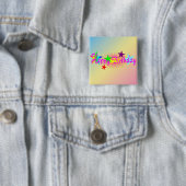 Happy Birthday en Stars - Vierkante Button 5,1 Cm (In situ)