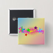 Happy Birthday en Stars - Vierkante Button 5,1 Cm (Voorkant /achterkant)