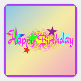 Happy Birthday en Stars - Vierkante Sticker