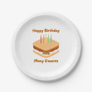 Happy Birthday en veel S'mores papieren Borden Bordje
