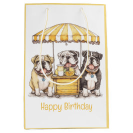 Happy Birthday Engelse Bulldogs Lemonade Stand Medium Cadeauzakje