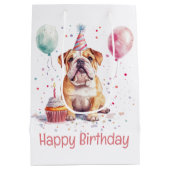 Happy Birthday English Bulldog Medium Cadeauzakje (Achterkant)