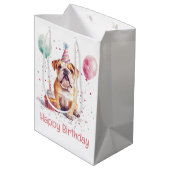 Happy Birthday English Bulldog Medium Cadeauzakje (Achterkant Gekanteld)
