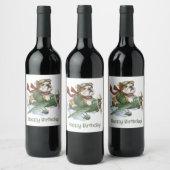 Happy Birthday English Bulldog Pilot Airplane Wijn Etiket (Flessen)