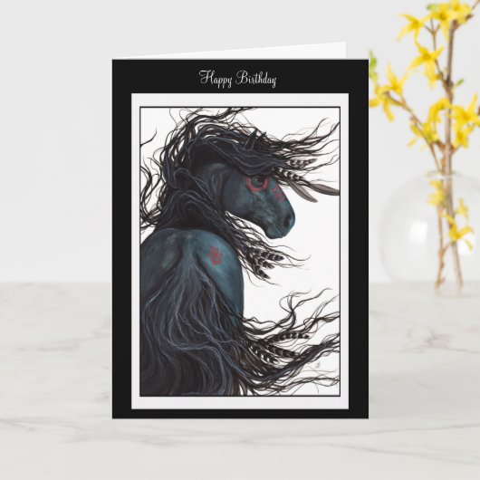 Happy Birthday Enjoy Horse Kaart beroemd gemaakt d (Gele Bloem)