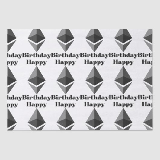 Happy Birthday Ethereum Icon Tissue Paper Tissuepapier (Voorkant)